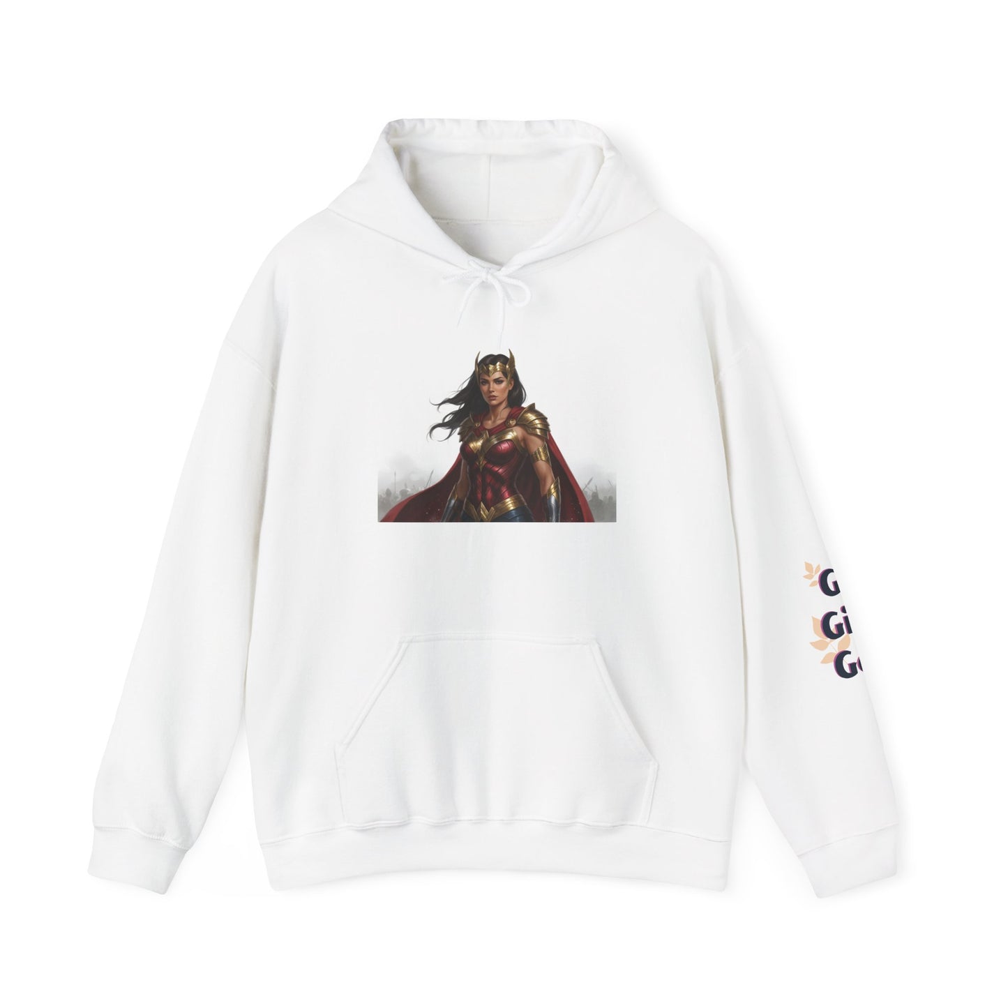 Wonder Woman Hoodie — Vintage Superhero Graphic Sweatshirt ('Go girl' sleeve)