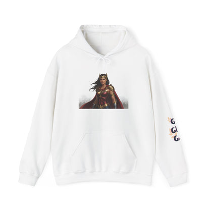 Wonder Woman Hoodie — Vintage Superhero Graphic Sweatshirt ('Go girl' sleeve)
