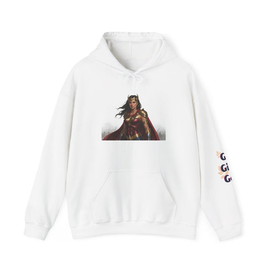 Wonder Woman Hoodie — Vintage Superhero Graphic Sweatshirt ('Go girl' sleeve)