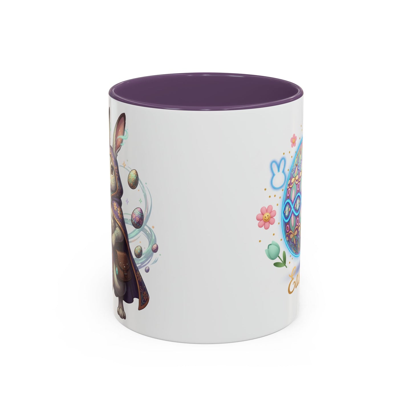 Easter Egg Accent Coffee Mug — Colorful Floral Bunny Design (11/15oz)