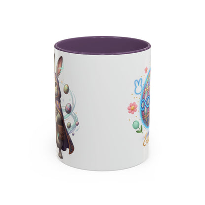 Easter Egg Accent Coffee Mug — Colorful Floral Bunny Design (11/15oz)