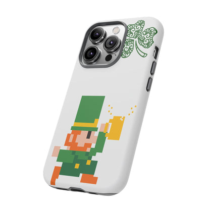 St. Patrick’s Pixel Leprechaun Phone Case — Cute Retro Gaming Clover Design