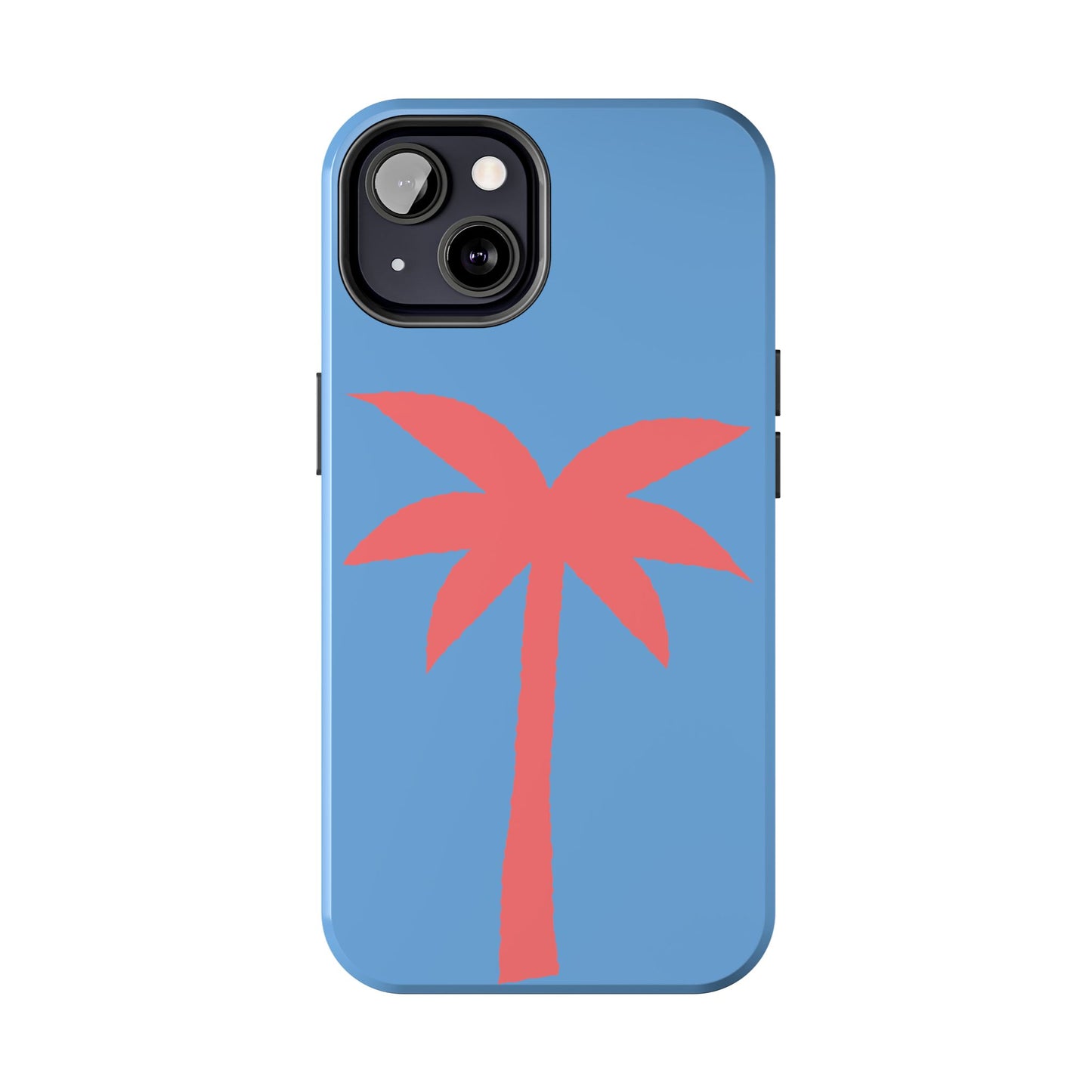 Tough Phone Case — Coral Palm on Sky Blue (Durable Protective Phone Cover)