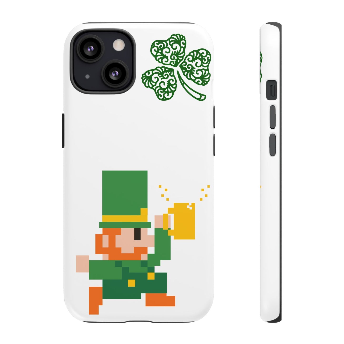 St. Patrick’s Pixel Leprechaun Phone Case — Cute Retro Gaming Clover Design