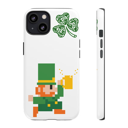 St. Patrick’s Pixel Leprechaun Phone Case — Cute Retro Gaming Clover Design