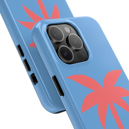Tough Phone Case — Coral Palm on Sky Blue (Durable Protective Phone Cover)