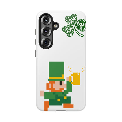 St. Patrick’s Pixel Leprechaun Phone Case — Cute Retro Gaming Clover Design