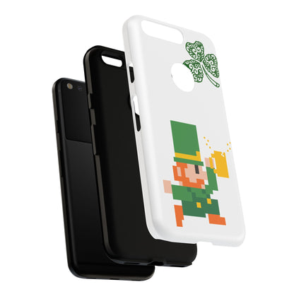 St. Patrick’s Pixel Leprechaun Phone Case — Cute Retro Gaming Clover Design