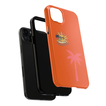 Summertime Palm Tough Phone Case — Retro Sun & Pink Palm Tropical Protective Cover