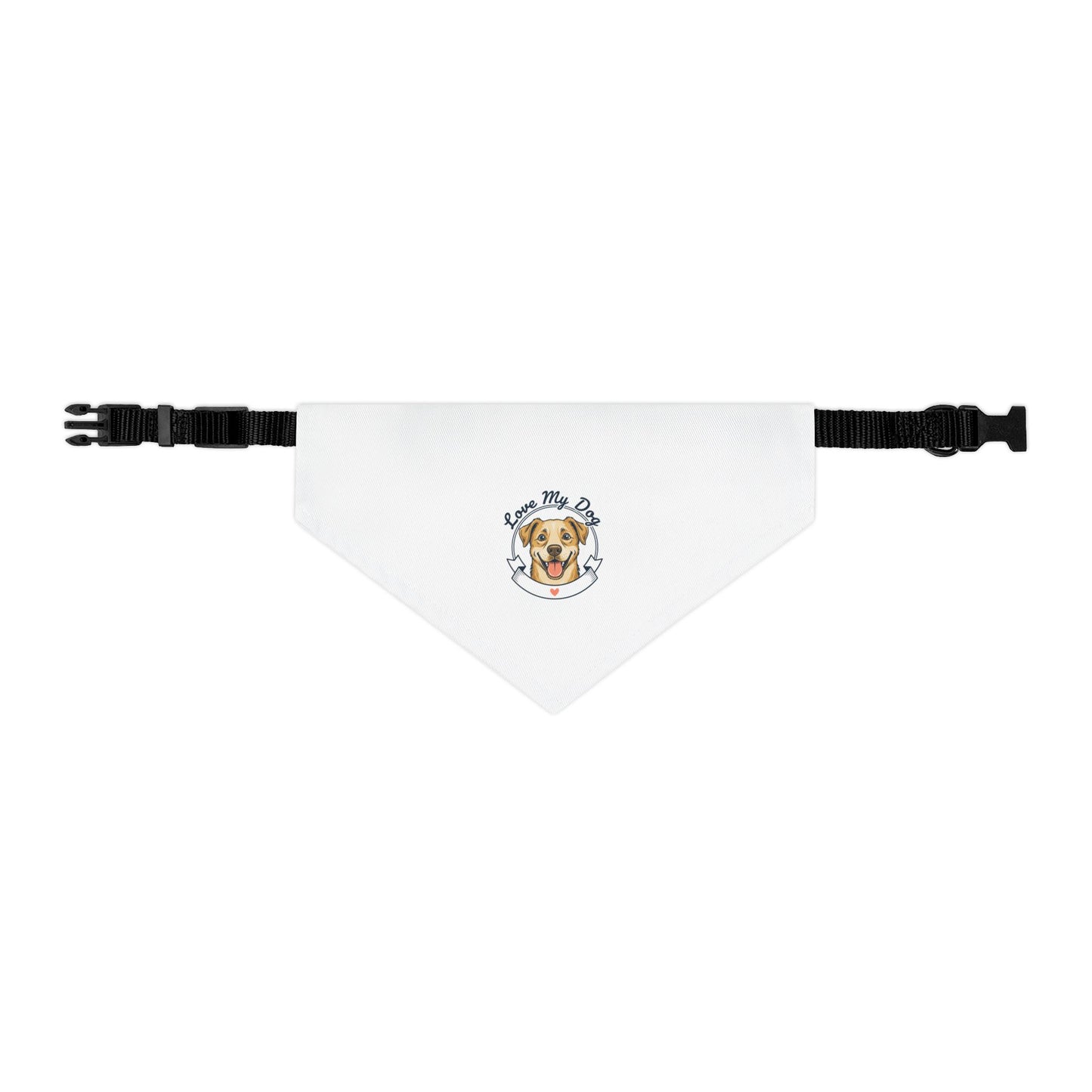 Pet Bandana Collar — "Love My Dog" Cute Dog Portrait Bandana Collar for Dogs, Adjustable Collar Accessory