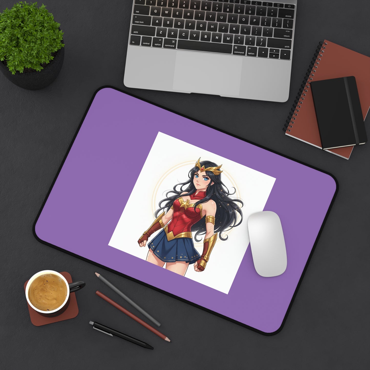 Wonder Hero Desk Mat — Purple Superhero Mousepad
