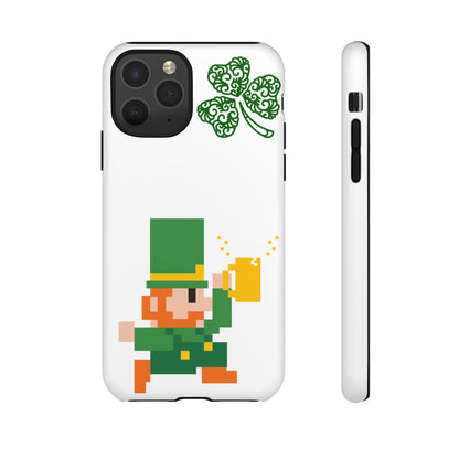 St. Patrick’s Pixel Leprechaun Phone Case — Cute Retro Gaming Clover Design
