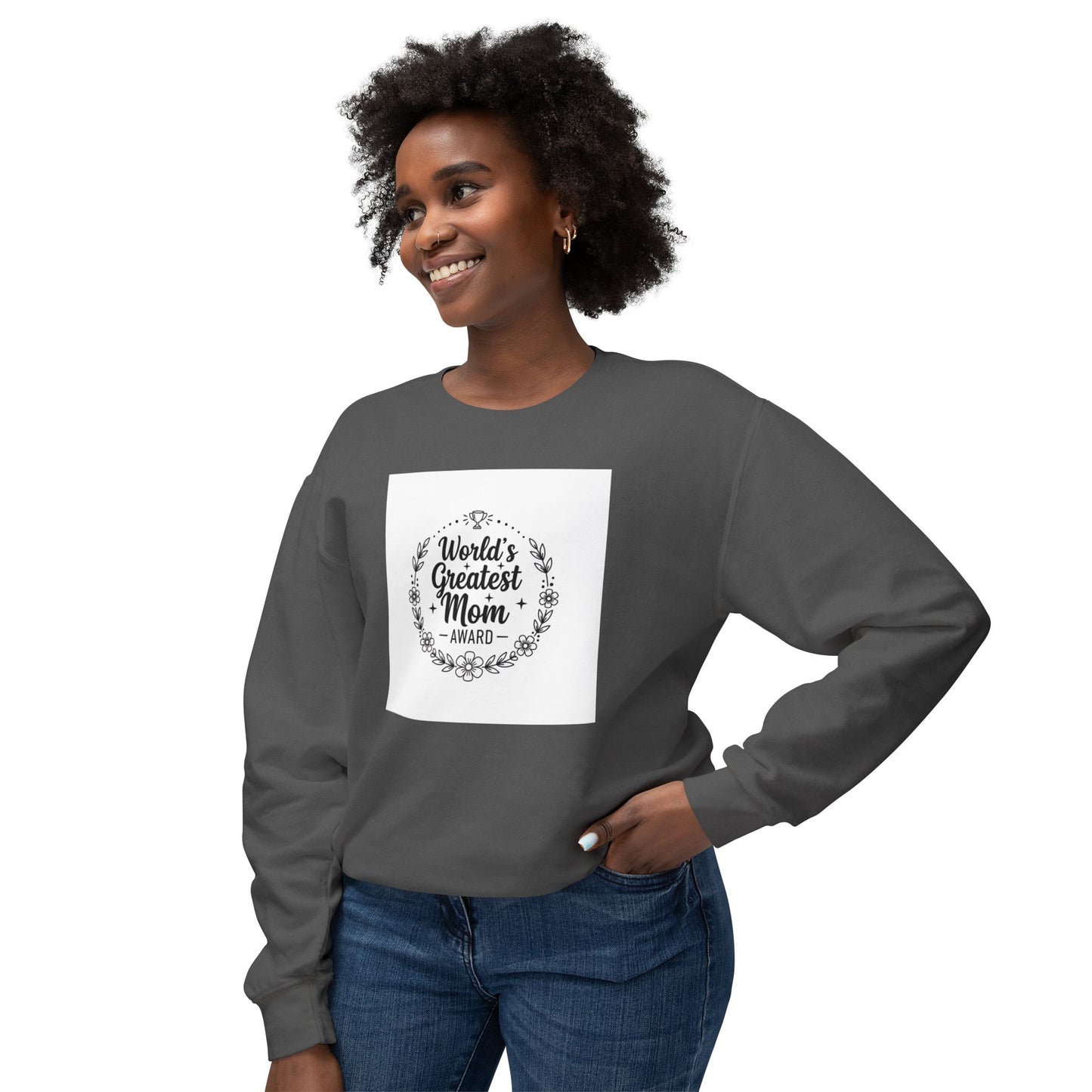 World's Greatest Mom Crewneck Sweatshirt – Floral Award Design, Mother's Day Gift