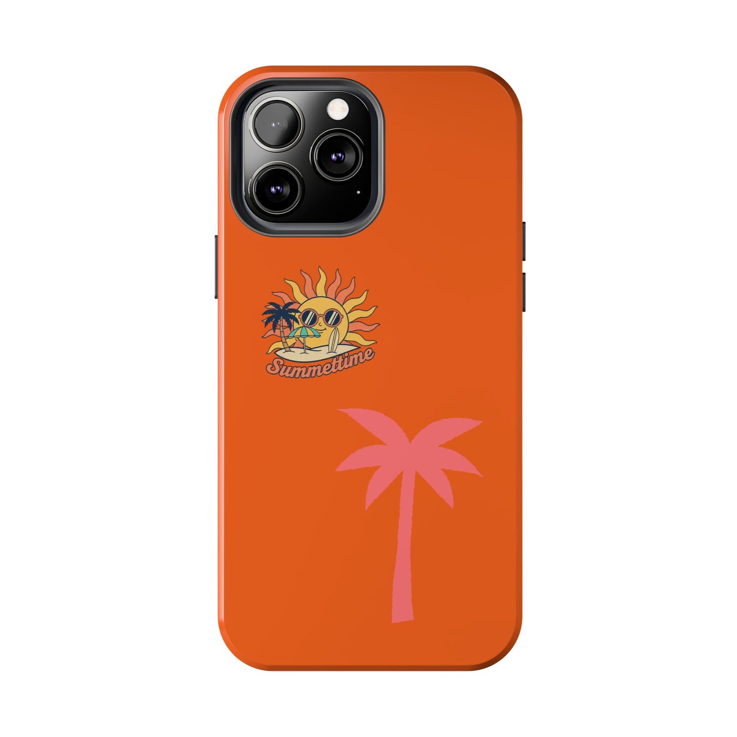 Summertime Palm Tough Phone Case — Retro Sun & Pink Palm Tropical Protective Cover