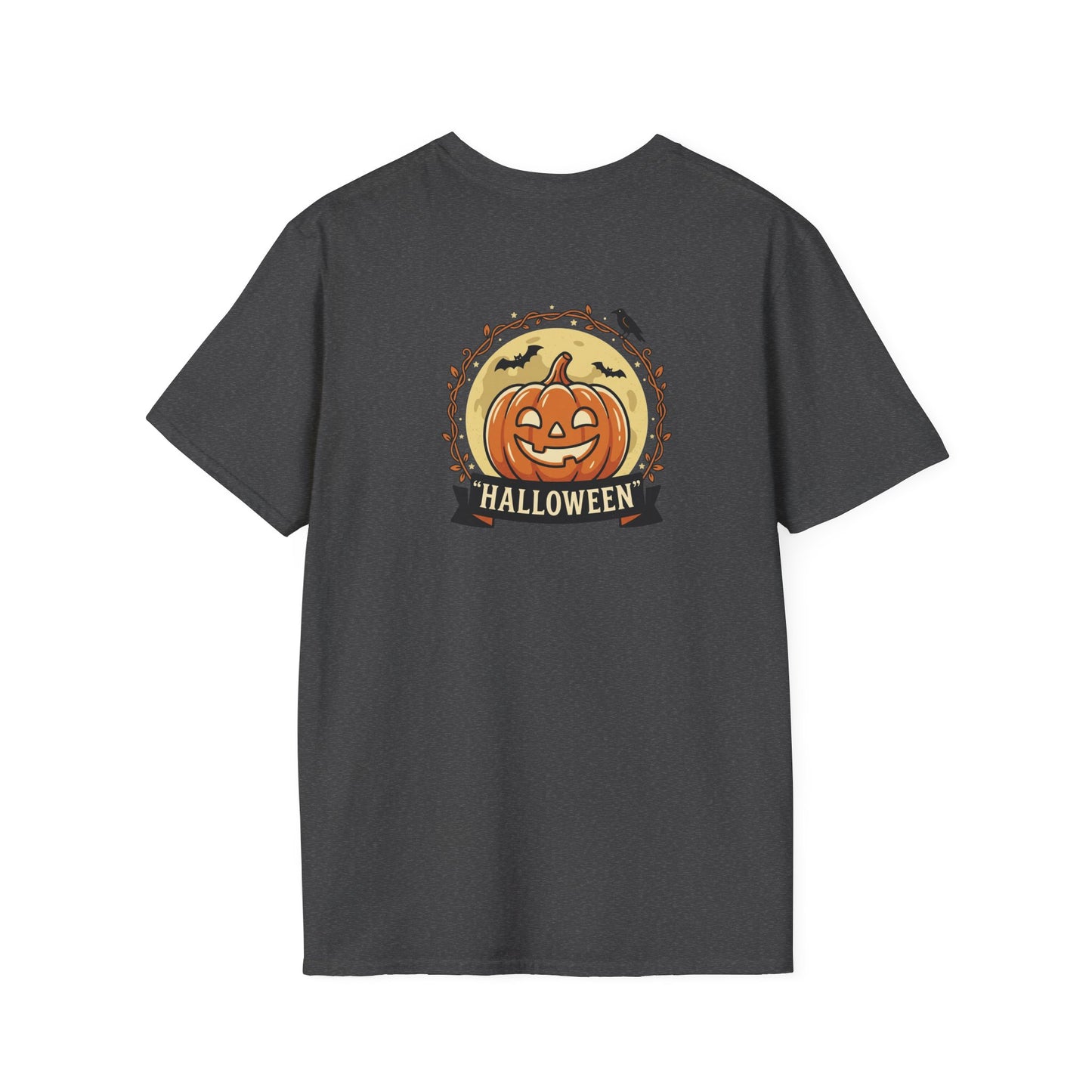 Halloween Pumpkin Graphic T-Shirt — "Happy Haunting" Cute Cat Jack-o'-Lantern Tee