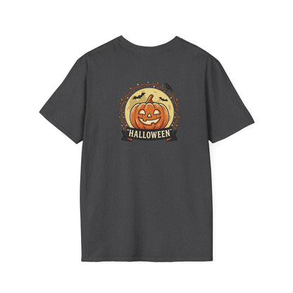 Halloween Pumpkin Graphic T-Shirt — "Happy Haunting" Cute Cat Jack-o'-Lantern Tee