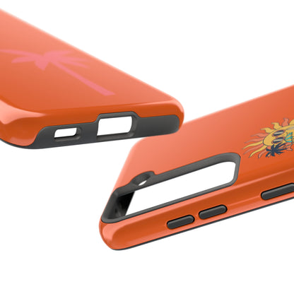Summertime Palm Tough Phone Case — Retro Sun & Pink Palm Tropical Protective Cover