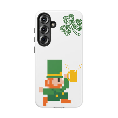 St. Patrick’s Pixel Leprechaun Phone Case — Cute Retro Gaming Clover Design
