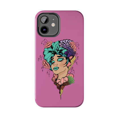 Tough Phone Case — Retro Floral Femme Illustration, Protective Art Phone Cover