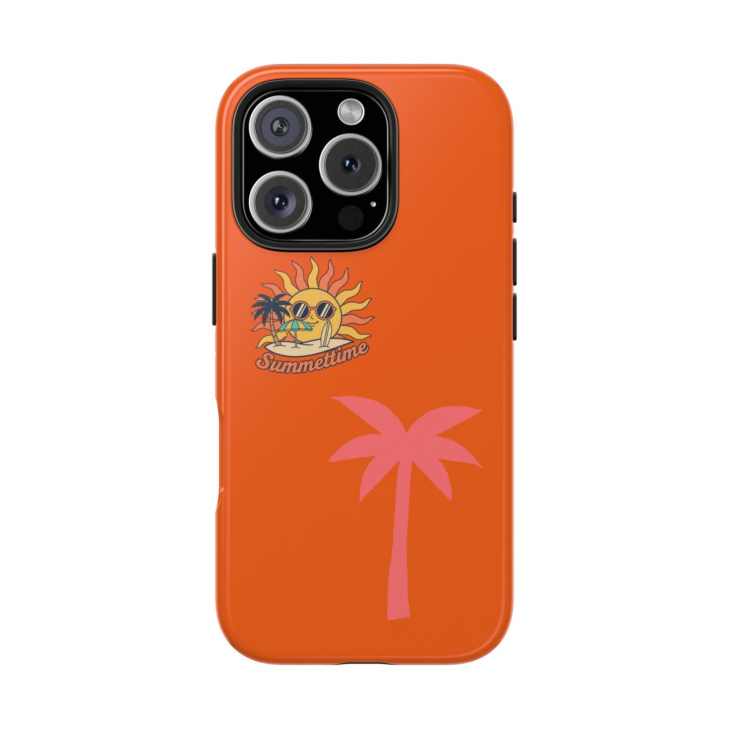 Summertime Palm Tough Phone Case — Retro Sun & Pink Palm Tropical Protective Cover