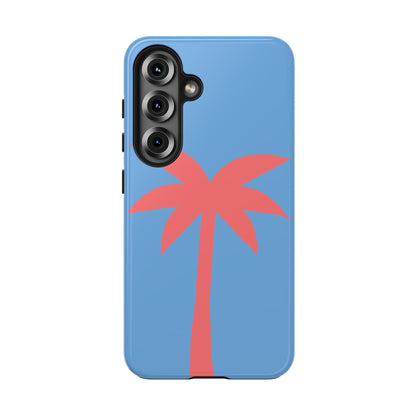 Tough Phone Case — Coral Palm on Sky Blue (Durable Protective Phone Cover)