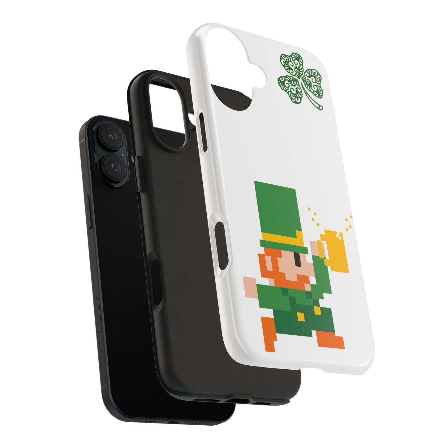 St. Patrick's Pixel Leprechaun Tough Phone Case — Shamrock & Beer Mug