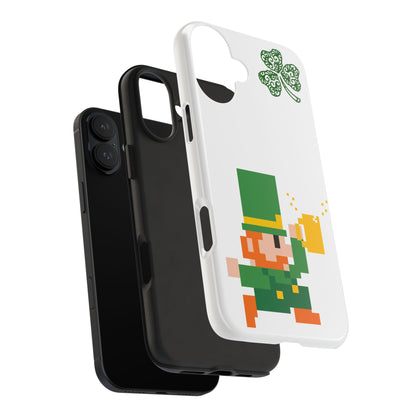 St. Patrick's Pixel Leprechaun Tough Phone Case — Shamrock & Beer Mug