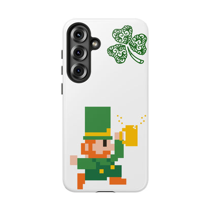 St. Patrick’s Pixel Leprechaun Phone Case — Cute Retro Gaming Clover Design