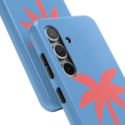 Tough Phone Case — Coral Palm on Sky Blue (Durable Protective Phone Cover)
