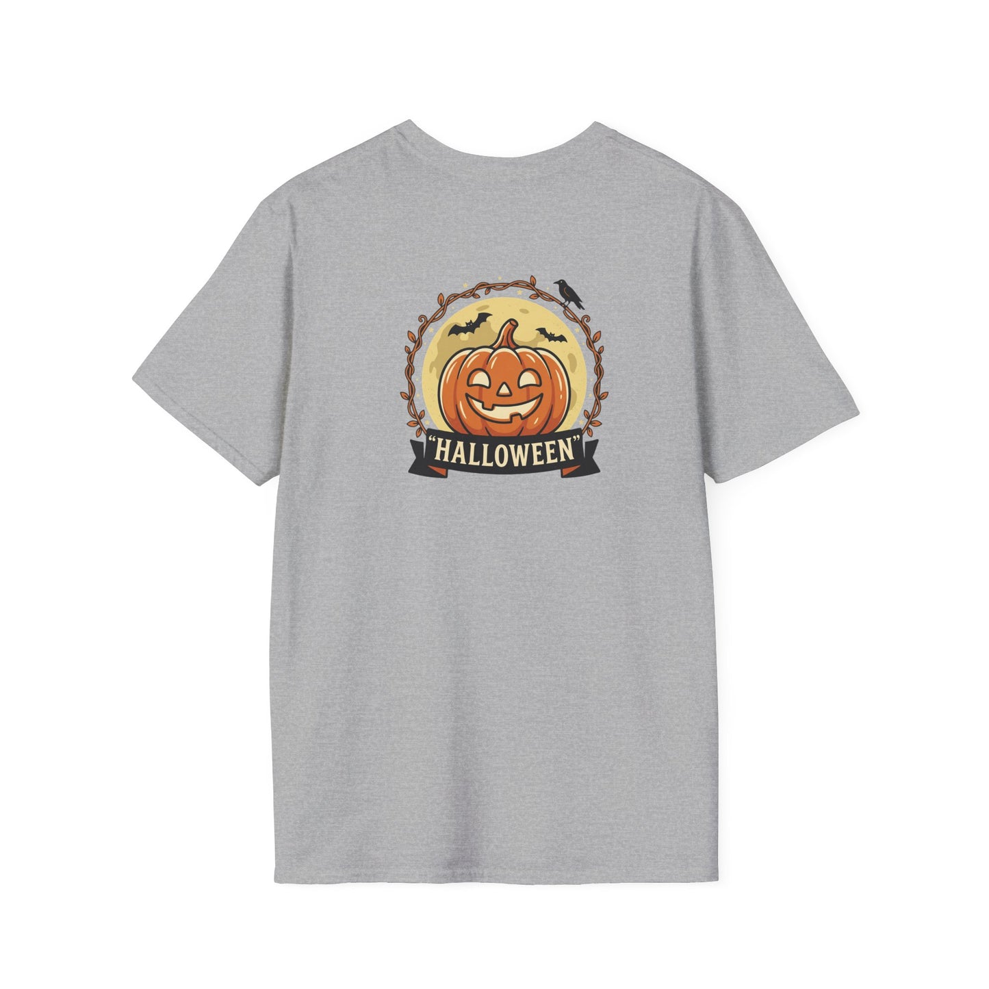 Halloween Pumpkin Graphic T-Shirt — "Happy Haunting" Cute Cat Jack-o'-Lantern Tee