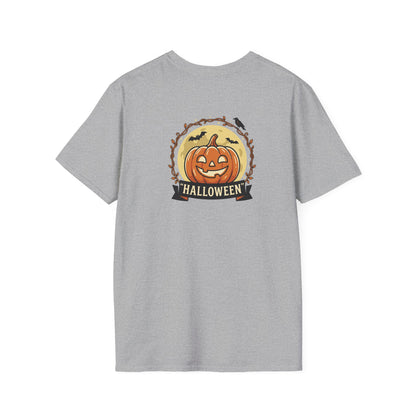 Halloween Pumpkin Graphic T-Shirt — "Happy Haunting" Cute Cat Jack-o'-Lantern Tee