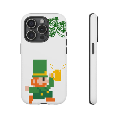St. Patrick’s Pixel Leprechaun Phone Case — Cute Retro Gaming Clover Design
