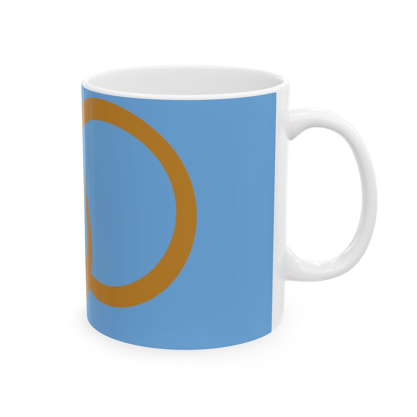 Blue Ceramic Mug with Interlocking Gold Rings – Minimalist Modern Coffee Cup (11oz, 15oz)