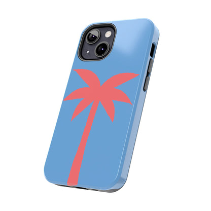 Tough Phone Case — Coral Palm on Sky Blue (Durable Protective Phone Cover)