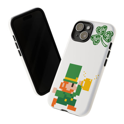 St. Patrick’s Pixel Leprechaun Phone Case — Cute Retro Gaming Clover Design
