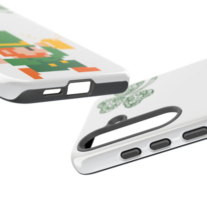 St. Patrick’s Pixel Leprechaun Phone Case — Cute Retro Gaming Clover Design