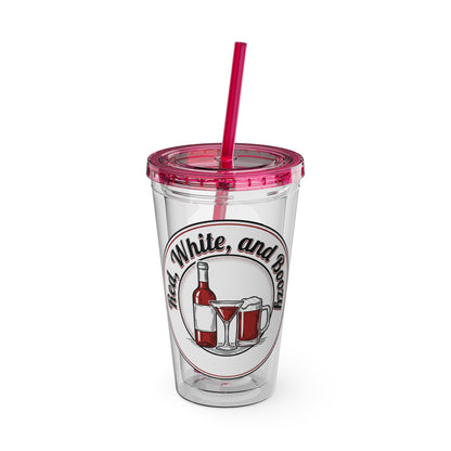 16oz Sunsplash Tumbler with Straw — Beach BBQ Graphic Travel Cup