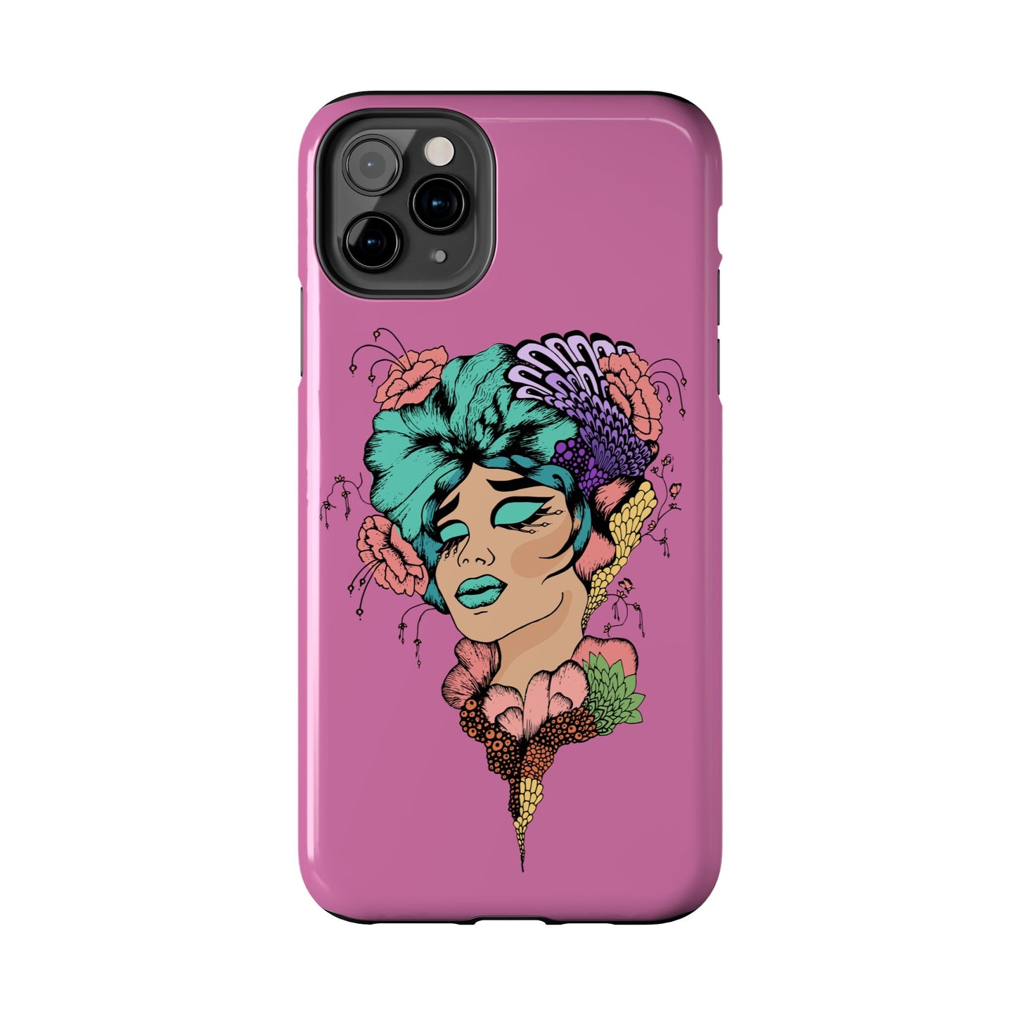 Tough Phone Case — Retro Floral Femme Illustration, Protective Art Phone Cover