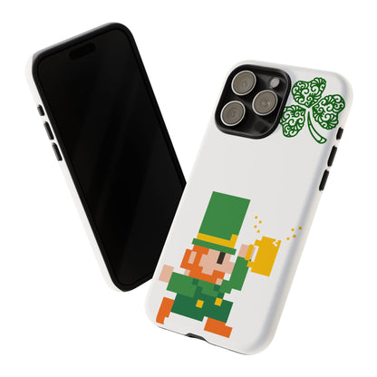 St. Patrick’s Pixel Leprechaun Phone Case — Cute Retro Gaming Clover Design
