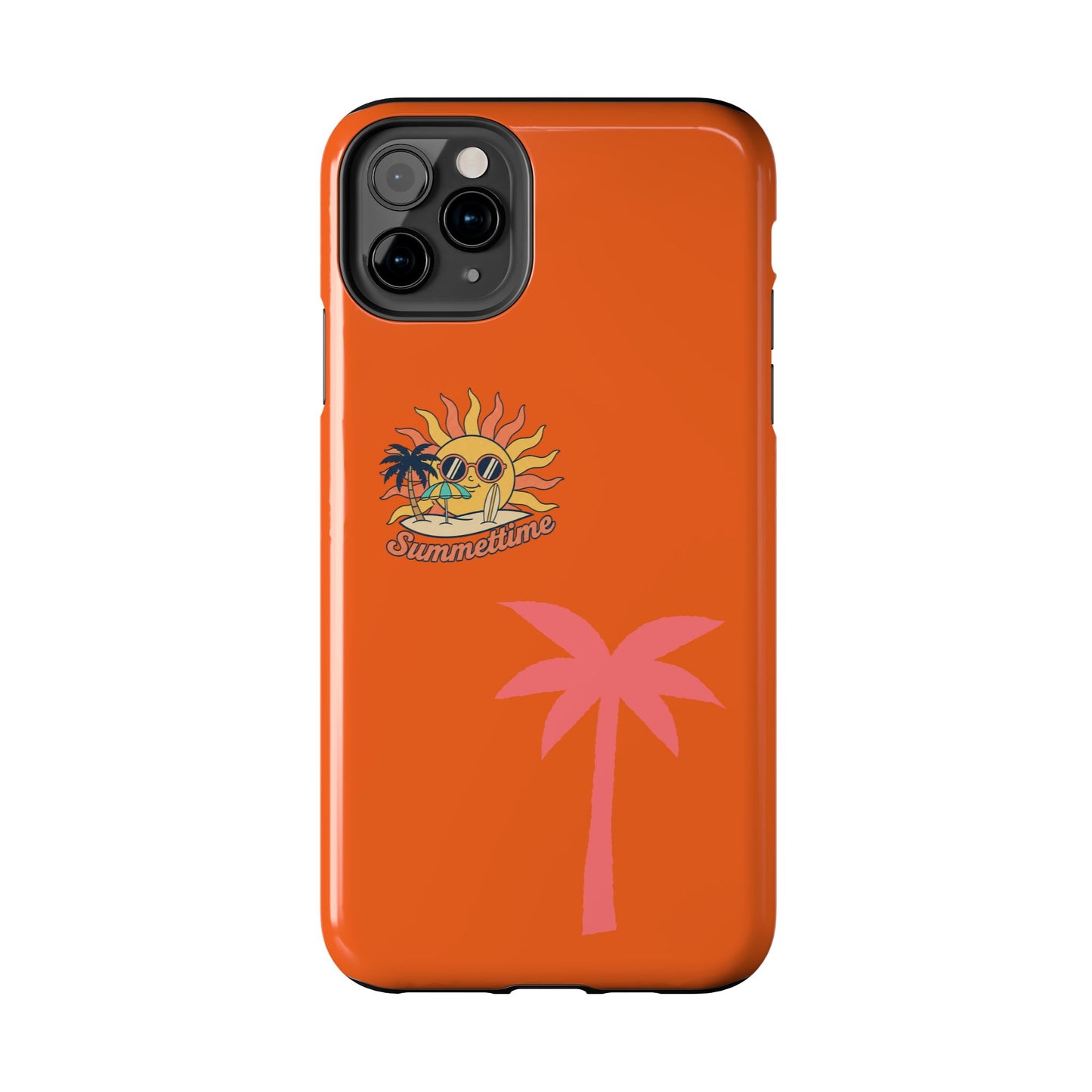 Summertime Palm Tough Phone Case — Retro Sun & Pink Palm Tropical Protective Cover