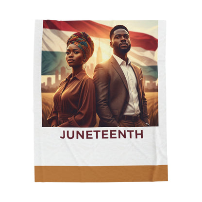 Juneteenth Velveteen Plush Blanket — Celebratory African American Freedom Tribute