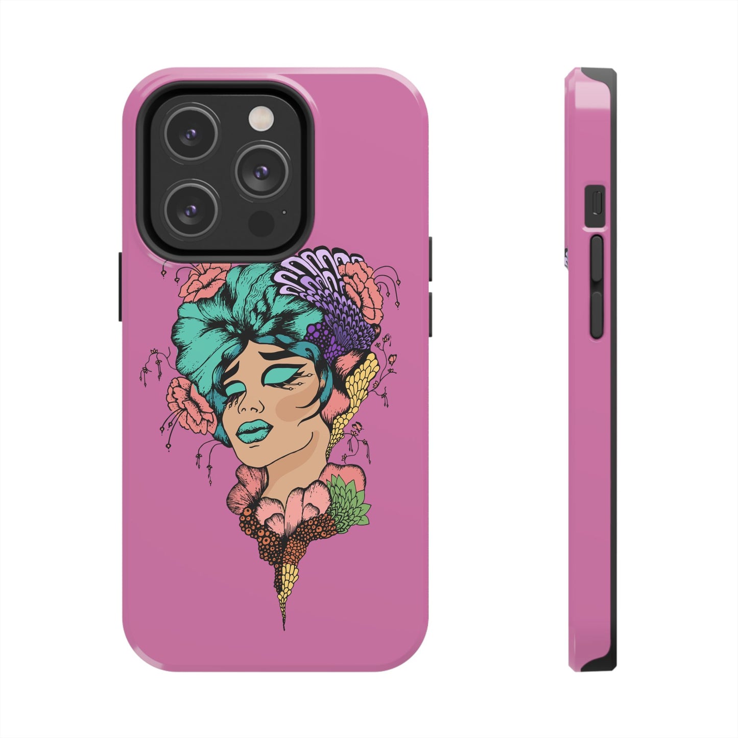 Tough Phone Case — Retro Floral Femme Illustration, Protective Art Phone Cover