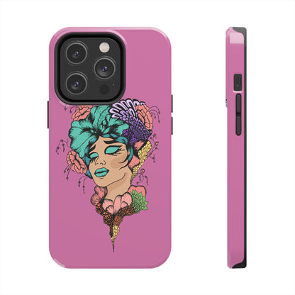 Tough Phone Case — Retro Floral Femme Illustration, Protective Art Phone Cover
