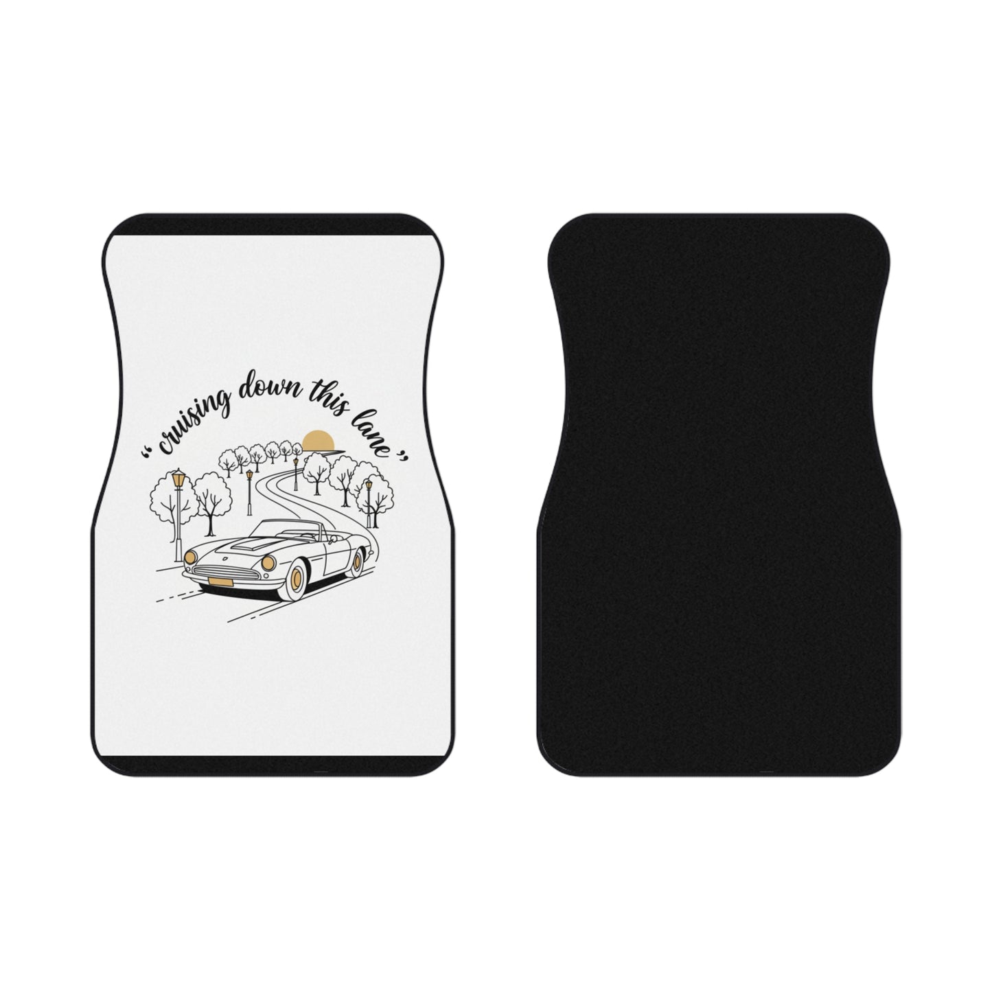 Car Mats — 'Cruising Down This Lane' Retro Sports Car Front Floor Liners