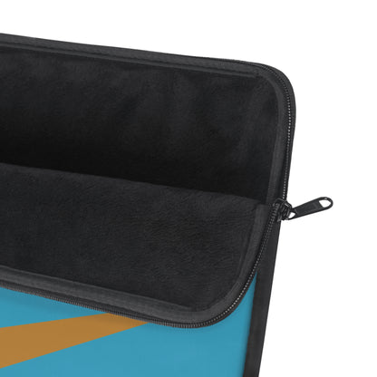 Retro Sunburst Laptop Sleeve — Mid-Century Blue & Gold Design