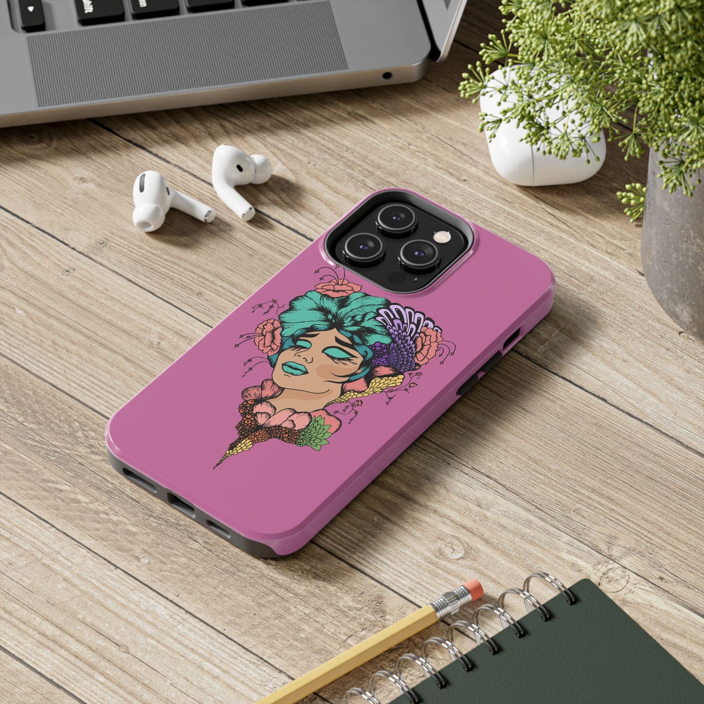 Tough Phone Case — Retro Floral Femme Illustration, Protective Art Phone Cover