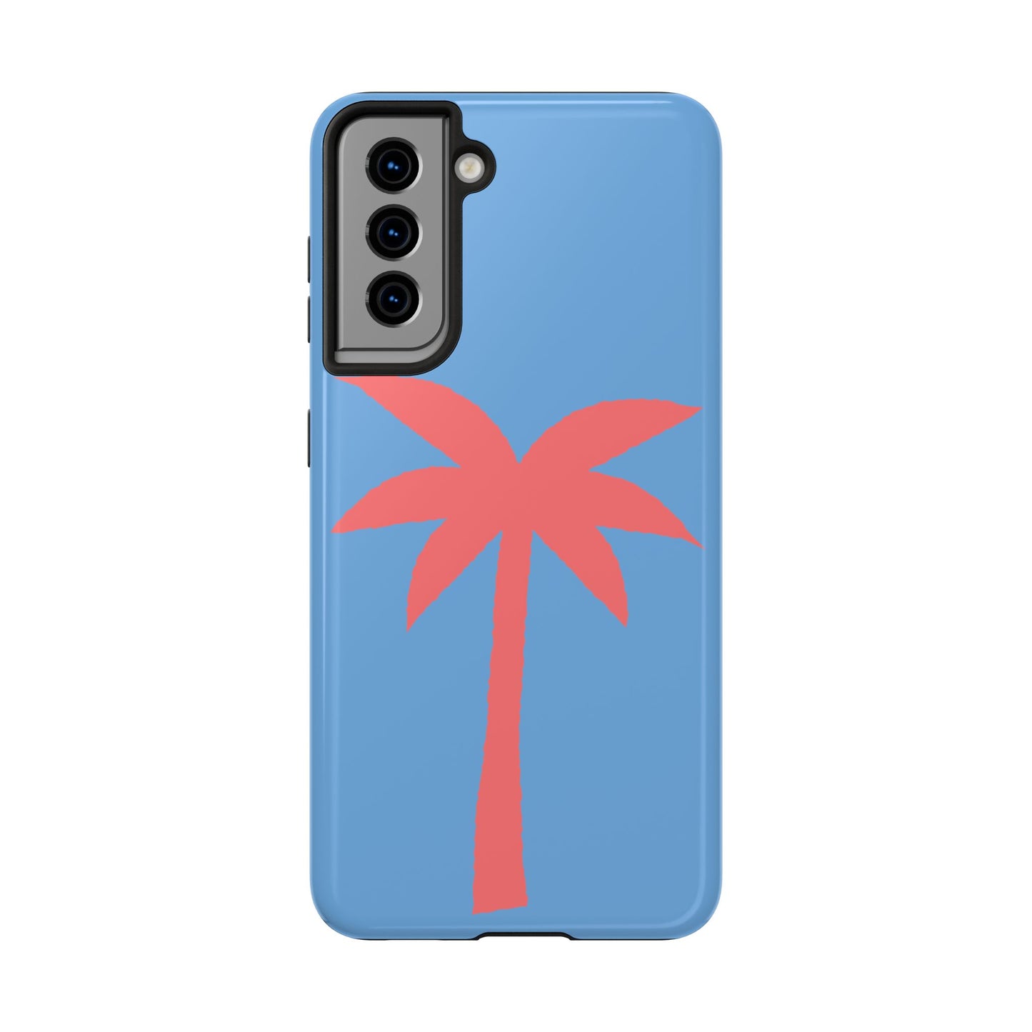 Tough Phone Case — Coral Palm on Sky Blue (Durable Protective Phone Cover)