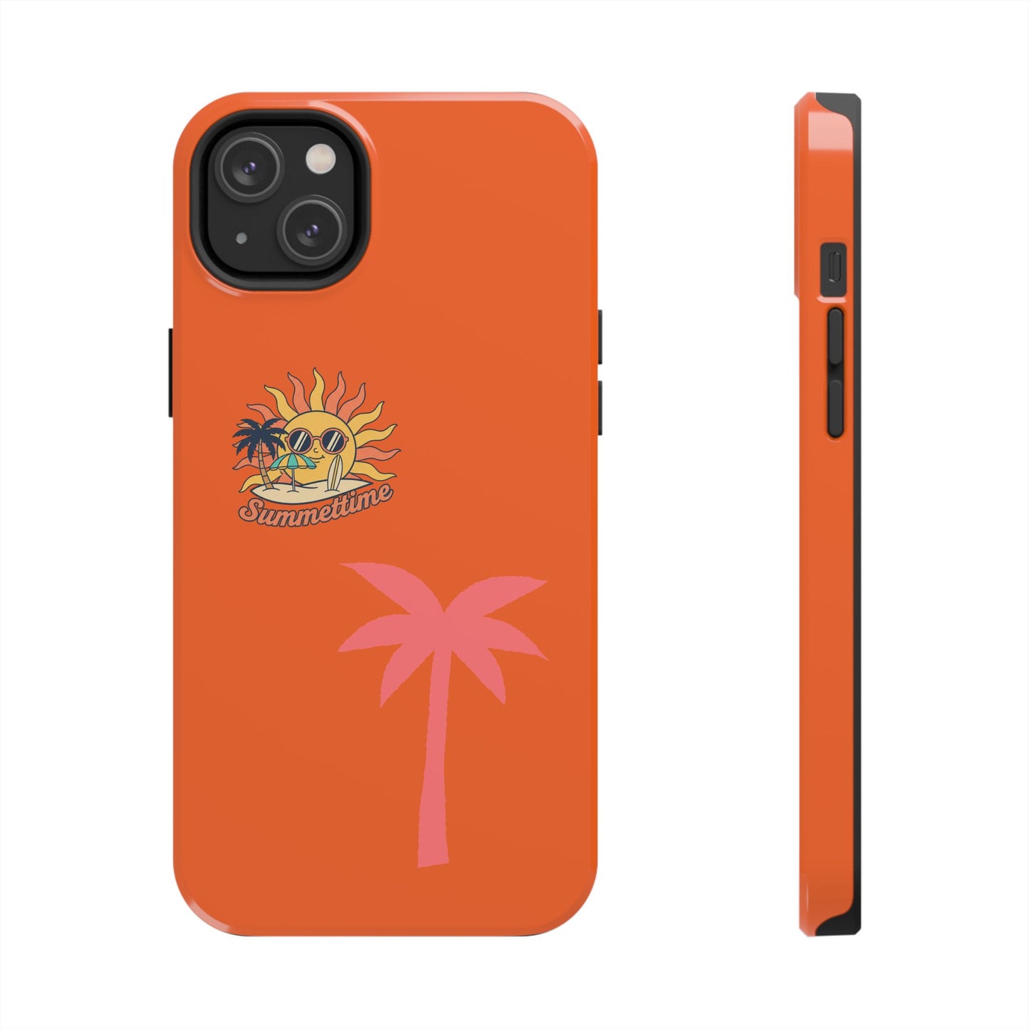 Summertime Palm Tough Phone Case — Retro Sun & Pink Palm Tropical Protective Cover