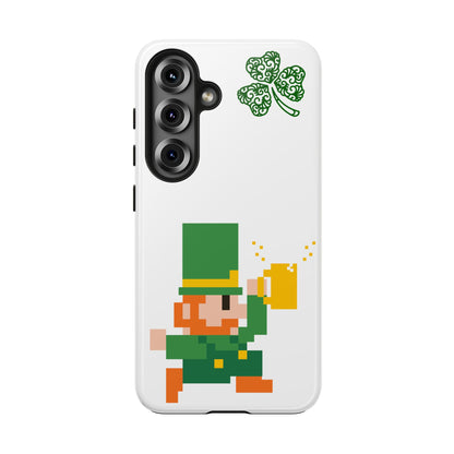 St. Patrick's Pixel Leprechaun Tough Phone Case — Shamrock & Beer Mug