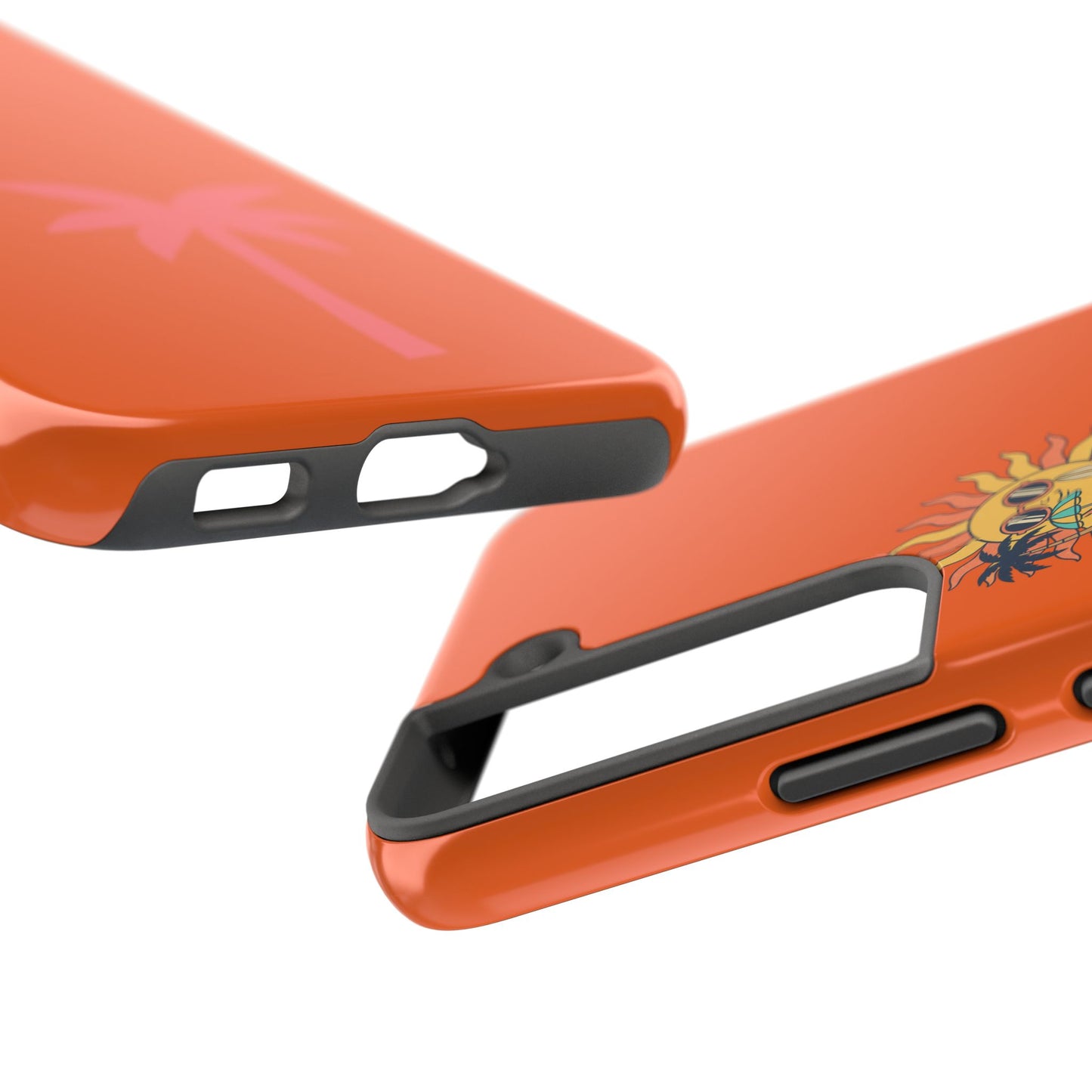 Summertime Palm Tough Phone Case — Retro Sun & Pink Palm Tropical Protective Cover
